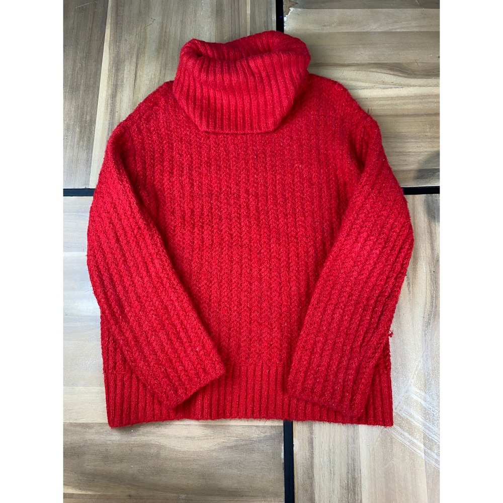 Maeve‎ Anthropologie Red Turtleneck Sweater Womens XS Textured Knit Pullover